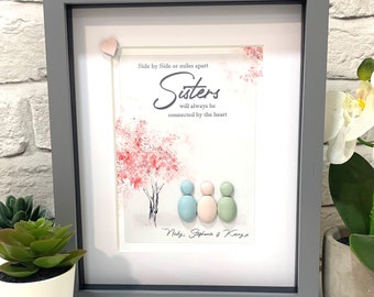 Sister Pebble Art Gift for Birthday Family Pebble Art Frame for Sister Personalised Sister Birthday Personalized Sister Christmas Gifts