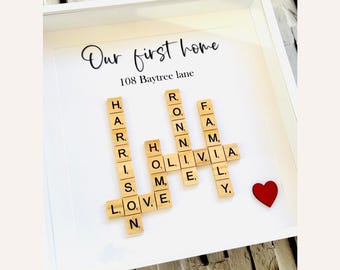 Individuelle Wandbilder fürs neue Zuhause, Geschenkidee für Freunde zum ersten gemeinsamen Zuhause, Deko-Geschenk für jeden Anlass, Bilderrahmen für frisch verheiratete Paare