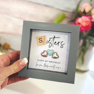 Personalized Scrabble Tile Frame, Handmade Keepsake Gift Sister Custom Picture Frame