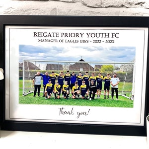 Personalised Football Team Print End of Season Gifts Tournament Winners Player of the Season Gifts for Sports Team Framed Personalised Print