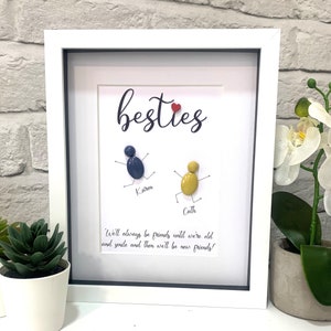 Personalised bestie pebble picture, best friends, friendship, gift for friend, besties, pebble art, birthday, pebbles