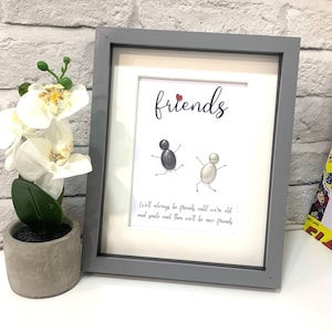 Personalised Bestie Pebble Picture, Best Friends, Friendship, Gift for Friend, Besties, Pebble Art, Birthday Gifts, Pebble Frames, My Friend