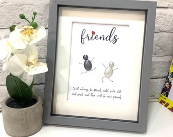 Personalised Bestie Pebble Picture, Best Friends, Friendship, Gift for Friend, Besties, Pebble Art, Birthday Gifts, Pebble Frames, My Friend
