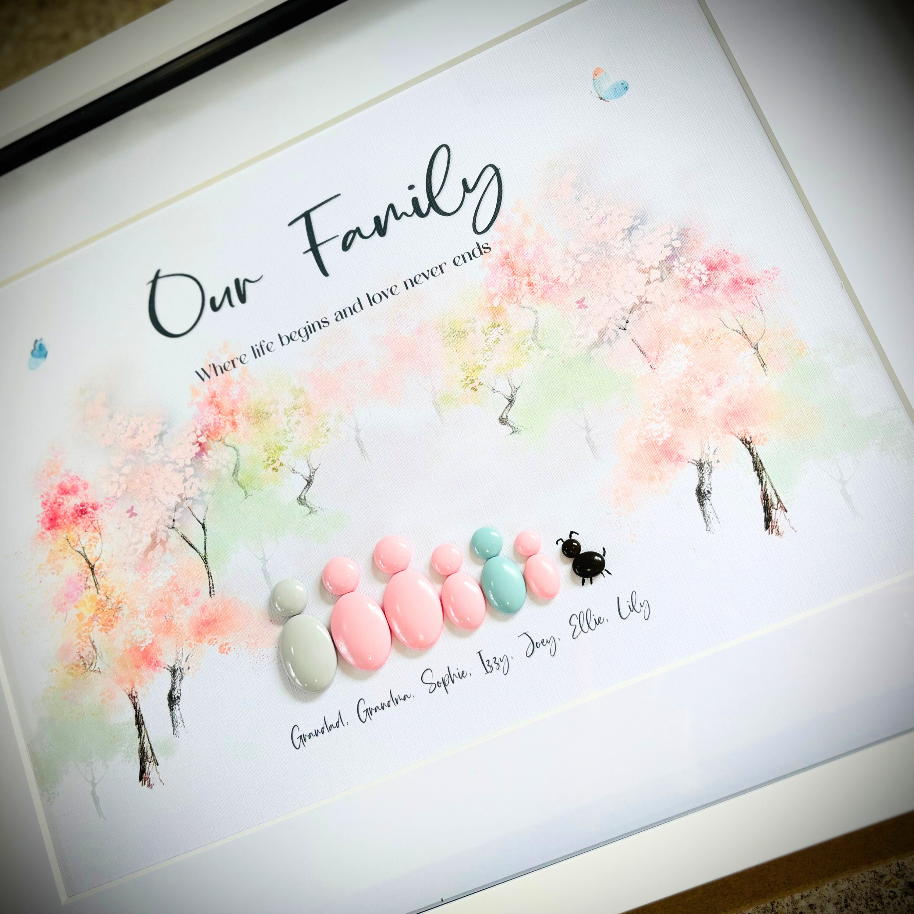 Personalized Family Tree Pebble Art Frame: New Home Gift - Etsy UK