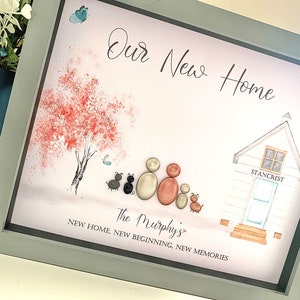 Personalised New Home Family Pebble Picture - New Home Gift - Family Pebble Art - Pebble Picture - Housewarming House Gift - New Home