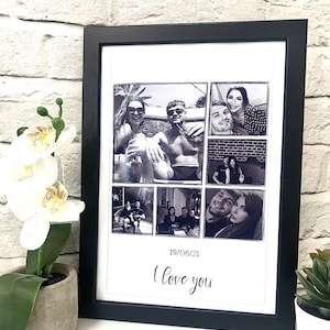 Marco de fotos de pareja para ella, regalo de pared para boda, collage de fotos personalizado para novio, impresión de pared para pareja, regalo de aniversario para él.