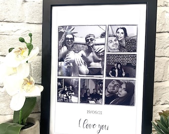 Couples Photo Frame Gift for Her, Wedding Wall Art, Boyfriend Personalised Photo Collage, Couples Print Wall Art, Anniversary Gift for Him