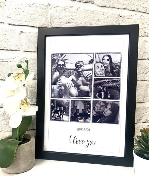 Couples Photo Frame Gift for Her, Wedding Wall Art, Boyfriend Personalised Photo Collage, Couples Print Wall Art, Anniversary Gift for Him