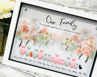 Pebble Art Framed Gift for Christmas Gifts for Family Personalised Framed Pebble People Gift for Her Gift Personalized Framed Home Decor