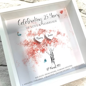 Regalos para el 25.º aniversario de bodas: regalo personalizado de bodas de plata para marido, mujer, padres, mamá, papá. Impresión de 25 años de matrimonio.