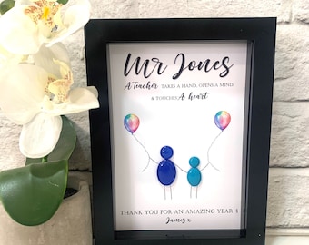 Personalized Teacher Pebble Art Picture Frame: End of Term Gift