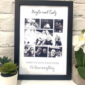 Fotoram för par, present till henne, väggkonst för bröllop, personligt fotokollage för pojkvän, väggkonst för par, jubileumspresent till honom bild 2