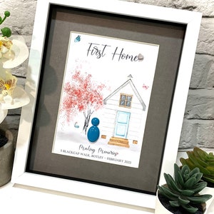 Personalised New Home Family Pebble Picture - New Home Gift - Family Pebble Art - Pebble Picture - Housewarming House Gift - New Home