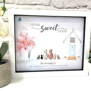 Personalised Family Pebble Picture - Blossom Tree - Framed Pebble - Family Pebble Art - Pebble Picture - Mothers Gift - Mothers Day - Mum