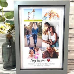 Collage photo personnalisé pour maman - Cadeau de fête des mères fait main - Cadre photo de famille personnalisé - Impression photo unique - Cadeau pour maman, grand-père, grand-mère