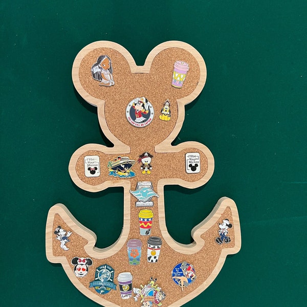 Inspired Disney Cruise Line DCL Inspired Anchor PIN Cork Board with Wood outline