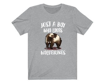Apenas um menino que ama camisa de Wolverines, camisa de amante de Wolverine, camisa de Wolverine, presente de amante de Wolverine, camiseta de animais adultos e crianças