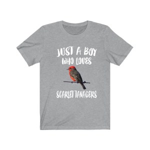 Just A Boy Who Loves Scarlet Tanagers Shirt, Scarlet Tanagers Lover Shirt, Birding Shirt, Bird Lover Gift, Animal Shirt