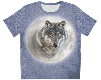 Camiseta Moon Wolf, camisa amante del lobo, regalo de lobos grises geniales, camisa de lobo niño niña, camiseta para niños adultos animales