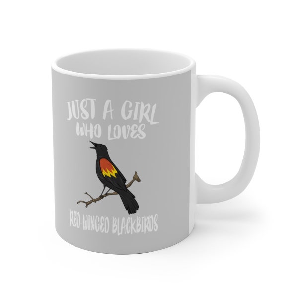 Just A Girl Who Loves Red-winged Blackbirds Bird Tee Coffee Mug, Blackbird Lover Gift, Birding Animal Mug