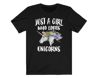 Just A Girl Who Loves Unicorns Shirt, Unicorn Lover Shirt, Unicorn Lover Gift, Unicorn Shirt, Animal Adult Toddler Kids T-Shirt