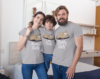Sloth Family Matching Dad Mom Brother Sister Baby Animal Gift T-Shirts