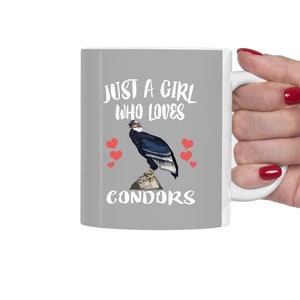 Just A Girl Who Loves Condors Bird Tee Coffee Mug, Condor Lover Gift, Birding Animal Mug