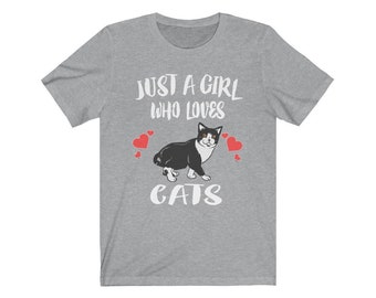 Just A Girl Who Loves Cats Shirt, Cat Lover Shirt, Cat Lover Gift, Cat Tee, Animal Adult Toddler Kids T-Shirt