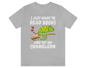 Just Want To Read Books and Pet My with my Chamäleon Shirt, Chamäleon Eidechse Liebhaber Geschenk, Chamäleon Besitzer, Eidechse Liebhaber Mädchen Junge T-Shirt