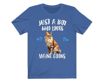 Just A Boy Who Loves Maine Coons Cats Shirt, Cat Lover Gift
