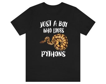 Just A Boy Who Loves Pythons Schlangen Shirt, Python Liebhaber Shirt, Python Shirt, Schlangen Liebhaber Geschenk, Tier Shirt