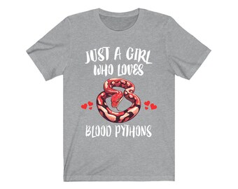 Camiseta "Solo una chica que ama las serpientes pitones de sangre", camiseta para amantes de las pitones de sangre, camiseta de pitón, regalo para amantes de las serpientes, camiseta de animales