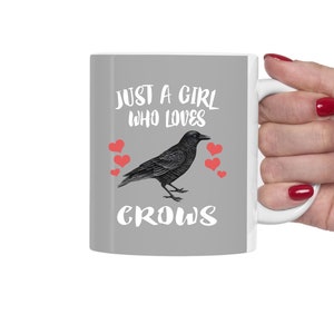 Just A Girl Who Loves Crows Bird Tee Coffee Mug, Crow Lover Gift, Birding Animal Mug