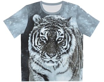 Snow Tiger T-shirt, Tiger Lover Shirt, Cool Tiger Gift, Big Cat Gift, Boy Girl Tiger Shirt, Animal Adult Kids T-shirt