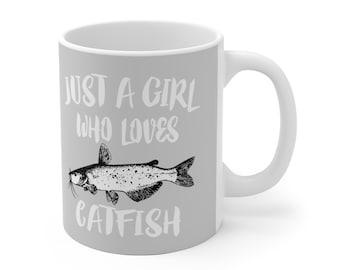 Just A Girl Who Loves Catfish Fish Tee Coffee Mug, Catfish Lover Gift, Catfish Animal Mug