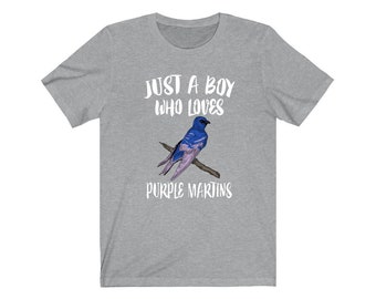 Just A Boy Who Loves Purple Martins Shirt, Purple Martin Lover Shirt, Birding Shirt, Bird Lover Gift, Animal Adult Kids T-Shirt