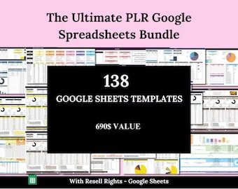 Mega 84 Resellable Google Sheets Templates, Resellable Google Sheets, PLR Templates, PLR Sheets Templates