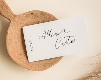 Simple, elegant place cards. script font place card template. DIY folded or flat place cards. INSTANT DOWNLOAD. Change to any color