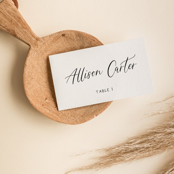 Simple, elegant, timeless place cards. script font place card template. DIY folded or flat place cards.INSTANT DOWNLOAD. Change to any color