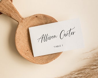 Simple, elegant, timeless place cards. script font place card template. DIY folded or flat place cards.INSTANT DOWNLOAD. Change to any color