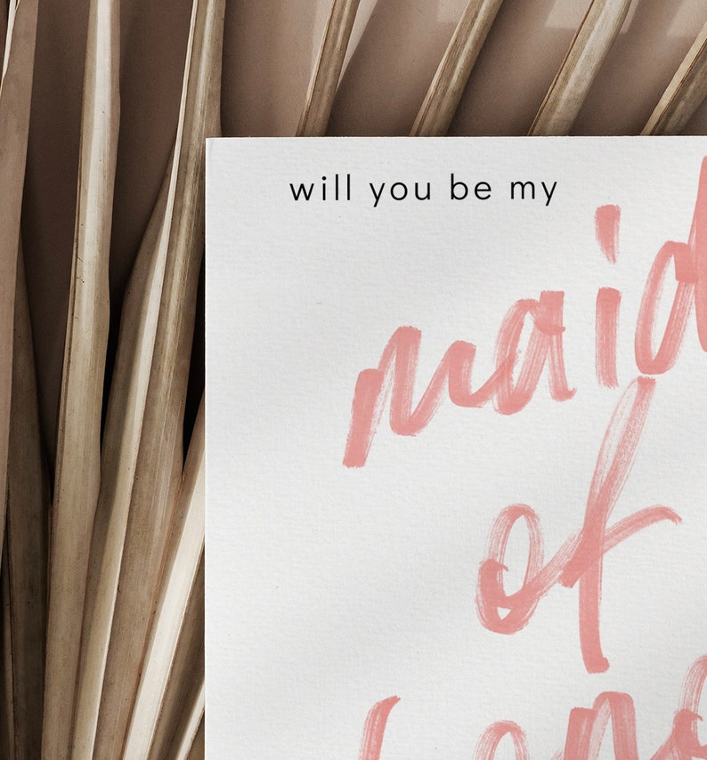 Maid of Honor Proposal Card, INSTANT DOWNLOAD, handwritten font, minimalist image 4