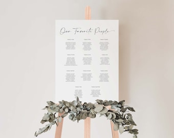 Simple Wedding Seating Chart Template, Modern Wedding Seating Chart Sign, DIY Seating Chart, Script Font Wedding Sign