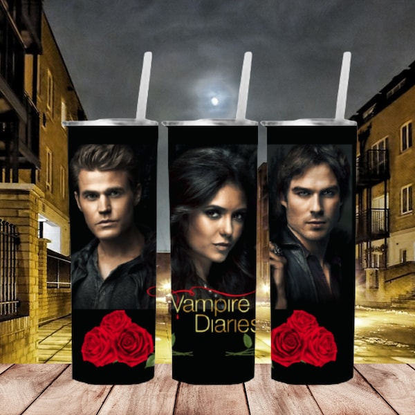 The Vampire Diaries -Stefan -Damon - Alaina- PNG Designs - 20 oz Skinny Tumbler Wraps - Sublimation Designs- Digital Download