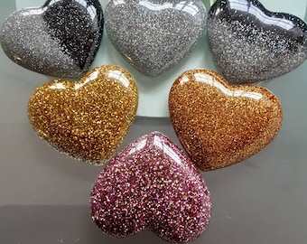 Resin Shinning Heart Fridge Magnets / Glitter Resin Magnets / Heart Magnets/ Valentine Day Gift for Her, Him and Friends