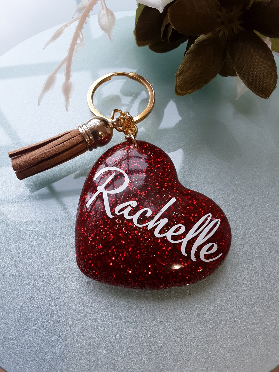 Personalised Resin Keychain/heart Custom Keychain/resin