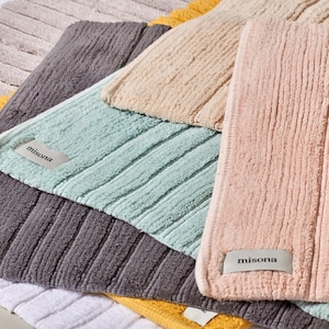 Organic Cotton Bath Mats and Bath Runners - Eco-friendly Sustainable Non Slip Bath Mat Soft Ribbed Design - Long Bath Mat Premium