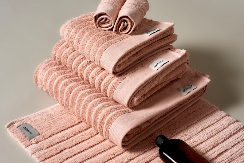 Luxury Organic Cotton Towels Sustainable Eco-friendly Bathroom Towels in Ribbed Design image 9