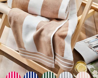 Cabana Striped XL Beach Towels 100% Cotton - Colourful Patterned Beach Blankets, Extra Large Bath Sheets for Bathroom or Holidays, Travel