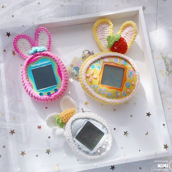 Handmade Crochet Bunny Tamagotchi Case | Kawaii Tama Cover