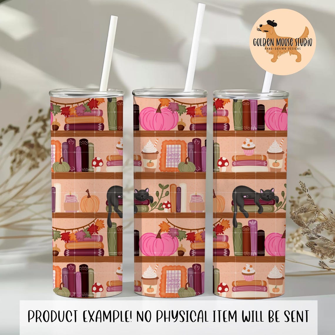Fall Bookshelf Seamless Pattern, PNG Instant Download Digital Paper ...